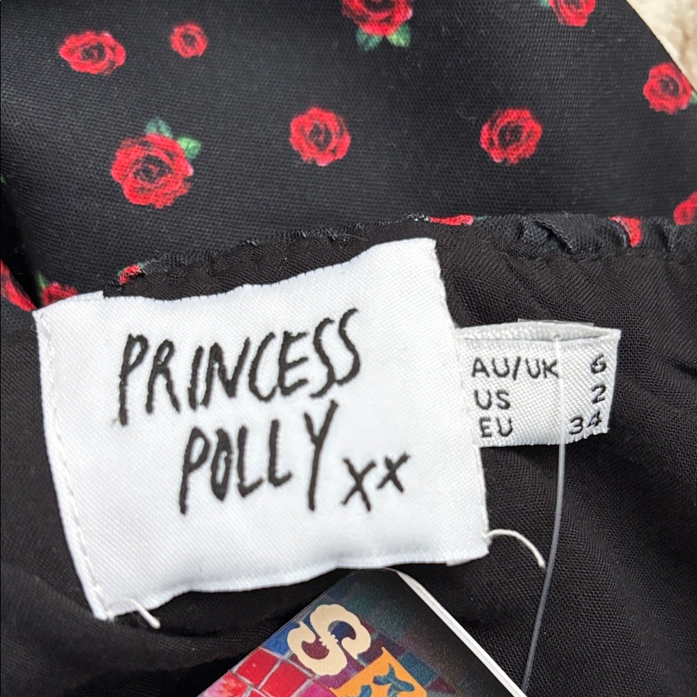 Princess Polly Black Mini Dress with Red Floral Pattern - Picture 5 of 7